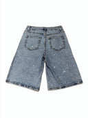 Hellblaue Jeans-Shorts mit Glitzereffekt