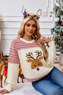 Jule crewneck broderet strikket sweater