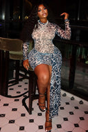 Chic Blue Leopard Mini Dress