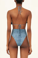 3D Blomstret Halter Sexet Bikini Sæt