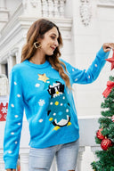 Rund hals casual pingvin broderi strikket sweater