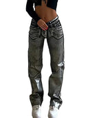 Jeans met metallic accent en hoge taille