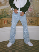 Cupid Print Waschblaue Jeans