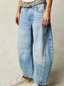 Jeans mit Leopardenmuster und geradem Bein