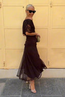 Rochie maxi din tul ciocolatiu