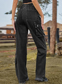 Yıkanmış Çok Cepli Denim Pantolon