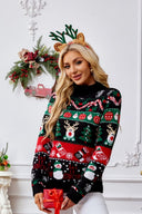 Høj hals jule snemand broderi sweater