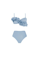 Fransız Fırfırlı Düz Renk Bikini Takımı