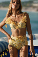 Çiçek Desenli Yüksek Bel Kadın Bikini Takımı