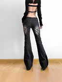 Vintage blomstrede lavtaljede jeans