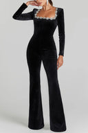 Diamantfløjl firkantet hals jumpsuit
