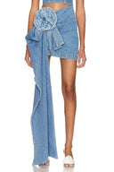 Jeans-Minirock mit 3D-Rosen