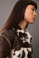Veste style chemise en fausse fourrure imprimé vache
