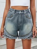 Zomerse casual spijkershorts met studs