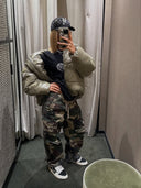 Camouflage Strass Kordelzug Cargo-Hose