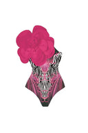 3D Fuchsia Blomstret Buste Dekor Trykt Badedragt