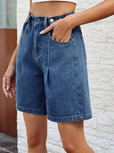 Verstelbare taille denim bermudashort