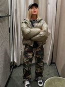 Camouflage Strass Kordelzug Cargo-Hose
