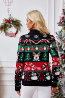 Høj hals jule snemand broderi sweater
