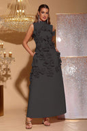 Rochie maxi fără mâneci Ethel decorată cu flori