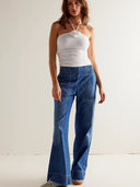 Elastic Waist Wide-Leg Jeans