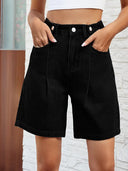 Verstelbare taille denim bermudashort