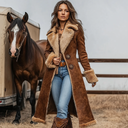Kadın Denim Western Retro Peluş Sonbahar ve Kış Sıcak Kaban
