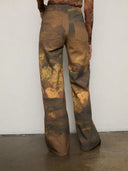 Jeans mit hohem Bund und Kunst-Print