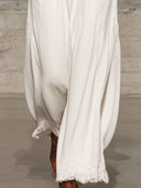 Pantalones anchos de cintura elástica blanca casual retro