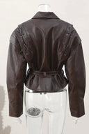 Giacca in pelle stringata effetto lucido in stile street