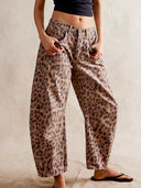 Jeans met luipaardprint en wijde pijpen
