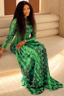 Emerald Animal Texture Flowy Maxi Dress