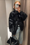 Chaqueta de PU arrugada mate