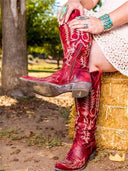 Vintage Western Cowboy Embroidered Knee-High Boots