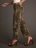 Jeans de tubo con estampado de leopardo estilo retro occidental