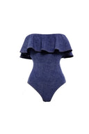 Jednodílné plavky s denimovým bandeau, plavková souprava