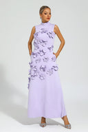 Rochie maxi fără mâneci Ethel decorată cu flori