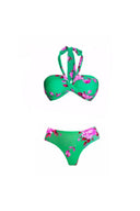 Set bikini sexy stampato con collo all'americana