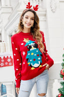 Rund hals casual pingvin broderi strikket sweater