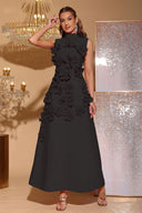 Rochie maxi fără mâneci Ethel decorată cu flori