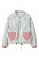Veste à poche cœur rose à carreaux