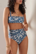 Blå Guldsmed Print Flæse Bikini Sæt