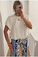 Pull ajouré à lacets tricoté pour femme