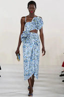 Costume intero senza spalline a fiori con collo all'americana