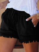 High-Waist Kordelzug Schlankmachende Denim-Shorts