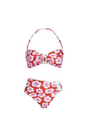 Set bikini stampato con collo all'americana