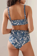 Blå Guldsmed Print Flæse Bikini Sæt