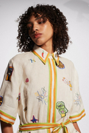Vestito corto mini ricamato Aurelie a maniche corte