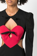 Vestito Mini Azura a Maniche Lunghe con Fiocco e Scollo a Taglio