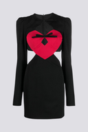 Vestito Mini Azura a Maniche Lunghe con Fiocco e Scollo a Taglio